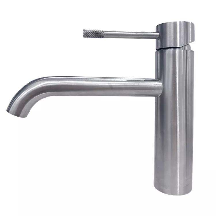 বৰ্ধিত বক্ৰ স্পাউট Knurled হেণ্ডেল গরম আৰু ঠাণ্ডা বেচিন কল